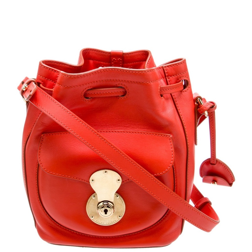 Ralph Lauren Ricky Orange Leather Bucket Bag